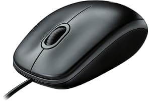 Logitech B100 Wired USB Mouse, 3-Buttons, Optical Tracking, Ambidextrous PC / Mac / Laptop - Black