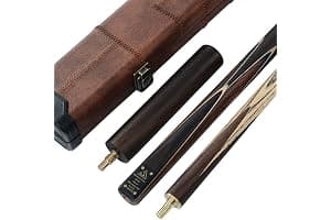 CUESOUL Taco de Snooker Clásico Artesanal 57 Inches 18 oz de Palo de Rosa con Unión 3/4 - Estuche Protector de Cuero Sintético, Culata de Palo de Rosa, Punta 9,5 mm Juego de Tacos de Snooker