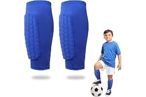 Espinilleras para niños con almohadillas de panal para fútbol, baloncesto, esquí, antigolpes, para niños y niñas