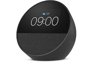 Echo Spot (newest gen), Smart alarm clock with vibrant sound, Black, with Alexa+ Early Access