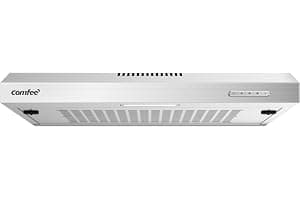 COMFEE' Visor Cooker Hood SLIF17SS-60 LED Extractor Hood Under Cabinet Hood Wall Mounted Extractor Fan Kitchen 600 mm Top Vented Range Hood - Stainless Steel, 60 cm