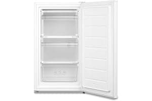 COMFEE' RCU60WH2(E) 60L Freestanding Under Counter Upright Freezer, 4-Star Freezer up to -24°C, 3 Storage Compartmen, Adjustable Thermostat, Reversible Door, White