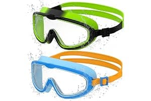 Seaflar 2Pcs Gafas de Natación Infantiles de Marco Grande, Visión Clara Antivaho, Protección UV, Ajuste Rápido, Aro de Silicona, Gafas Unisex para Niños y Adolescentes de 3 a 14