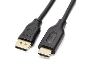 Amazon Basics DisplayPort (Source) to HDMI (Display) Cable, Uni-Directional, 0.9 metre, Black