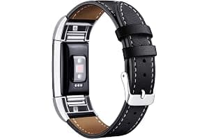 Mornex Correa de Cuero Genuino Compatible Charge 2, Correa Ajustable Correas de Recambio Pulseras Pulsera Banda de Actividad Física con Conectores de Metal