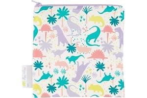 Itzy Ritzy Reusable Snack Bag – 7” x 7” BPA-Free Snack Bag is Food Safe, Washable and Ideal for Storing Snacks, Pacifiers, Electronics and Makeup in a Diaper Bag, Purse or Travel Bag, Purple Dinosaur