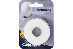 KORBOND Hemming Web 20m x 2cm White Iron On Hem Tape - NO Sewing Required, Adhesive Fabric Tape, Webbing Tape, Hemming Tape: Bonding Fabric, Fabric Fusing, Applying School Badges, Turning Up Trousers