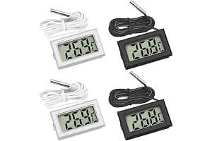 Thlevel Termómetro Acuario Higrometro Digital Casa Termometro Interior Sensor Temperatura y Medidor de Humedad con Sonda Impermeable para Refrigerador Congelador 2 Blanco 2 Negro