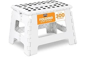 Utopia Home Folding Step Stool 9 Inch, Portable Anti Slip Surface for Kids and Adults, Heavy Duty Folding Stool with Carrying Handle, 300 lbs Load Capacity, Pack of 1, White