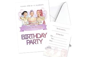 Pop Girl Birthday Cake Invites Invitations & Envelopes (WRITE ON) (popcake25)