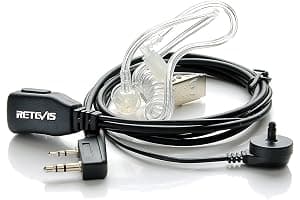 Retevis Pinganillo Walkie Talkie Compatible con Retevis RT24 RT27 RT668 RT622 Kenwood Baofeng UV-5R 888S Auricular Transparente Antirruido con Micrófono PTT Walkie Talkie Auriculars (1 Piezas)