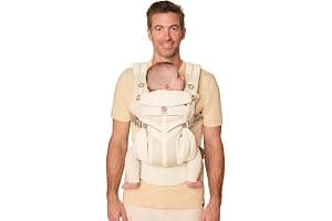 Ergobaby Mochila Portabebé Ergonómica Omni Classic Mesh 4-Posiciones de Porteo, Porta Bebe con Soporte Lumbar, Luminous Ivory