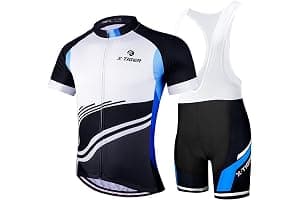 X-TIGER Hombres de Bicicleta con 5D Gel Acolchado MTB Ciclismo Maillots Tirantes Culotte Pantalones Cortos Culotes