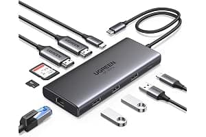 UGREEN Docking Station, Revodok Pro 210 USB C Hub (10-in-1) with Dual 4K@60Hz, Single 8K@30Hz, Gigabit Ethernet, 100W PD, 4x