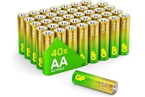 GP Ultra AA Batteries 40 Pack – 1.5V Alkaline Double A Batteries – 10-Year Shelf Life – Reliable Power for Toys, Remotes, Clo