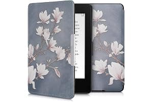 kwmobile Carcasa Compatible con Amazon Kindle Paperwhite Funda - Funda con Tapa y Cierre magnético de Cuero sintético - Magnolias