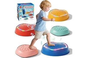 Lehoo Castle Piedras Equilibrio Niños con Luces y Música, Stapelstein Tabla de Equilibrio para Niños, Antideslizante Juguetes para Jardín, Juguetes de Exterior