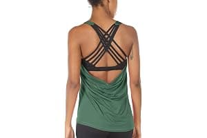 icyzone Camisetas de Yoga para Mujer con Brasier Integrado para Entrenamiento, Gimnasio, Chaleco Deportivo