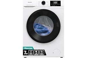 Hisense WF1G7021BW Freestanding 7 KG-Front Load Durable Inverter Washing Machine, Steam Wash-Quick Wash-15 Washing Programs-1200 RPM-White-Energy Rating B