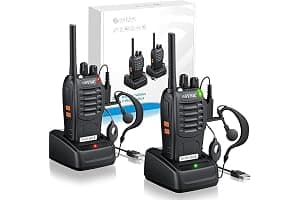 eSynic 2Pack Professional Walkie Talkies for Adults Rechargeable Walkie Talkies Best 16CH Walkie Talkie Hand Free VOX Two Way Radio With Earpieces& LED Lights Wonderful Gifts For Adults Kids etc