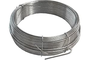 Merriway BH00327 Galvanised Garden Wire, 2mm x 20 Metres (65ft) 12 Gauge 5/64 inch Thickness, Grey,Grey