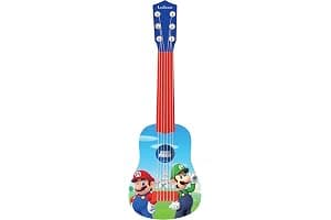 Lexibook, Super Mario, Mi Primera Guitarra acústica, 6 Cuerdas de Nylon, 53 cm, Guía de Aprendizaje incluida, Azul/Rojo, K200NI
