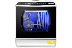 AIRMSEN Mini Table Top Dishwasher - Upgraded 6 Programs Portable Countertop Dishwasher No Plumbing with 2 Water Supply Modes for Kitchen Apartment Outdoor - with Baby Care Mode