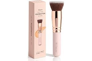 Make Up Brush Foundation Kabuki Flat Top - Perfect For Blending Liquid, Cream or Flawless Powder Cosmetics - Buffing, Stippling, Concealer - Premium Quality Synthetic Dense Bristles!