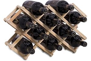 Newaner botellero Vino Plegable almacenar 10 Botellas de Vino 45X12.5X31CM, Estante de Madera Hecho a Mano de 3 Niveles, Organizador de Vino presentación para Bar, Sala de Estar y Cocina