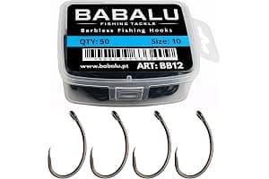 Anzuelos de Pesca BB12 50 Unidades Sin Rebarba de Acero de Alto Carbono