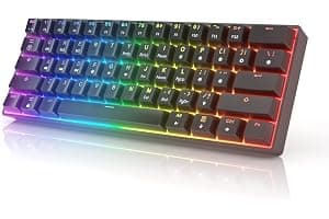 HK Gaming GK61 Mechanical Gaming Keyboard 60 Percent | 61 RGB Rainbow LED Backlit Programmable Keys | USB Wired | For Mac and Windows PC | Hotswap Gateron Mechanical Brown Switches | Black