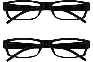 OPULIZE Ace Gafas De Lectura Negro Ligero Cómodo Lectores Valor Pack 2 Hombres Mujeres RR32-1 +1,50