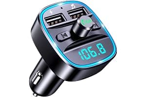 Mohard Transmisor FM Bluetooth Coche, Manos Libres Adaptador Bluetooth Coche Mechero, Musica Radio Inalámbrico Reproductor MP3, Puertos USB Duales (5V/2.4A & 1A), Soporte Unidad Flash USB y Tarjeta TF