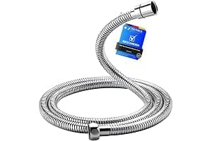 GRIFEMA Manguera Ducha 2m, Flexo de Ducha Acero Inoxidable, Anti-Kink, a Prueba de Fugas, Ajuste Universal G1/2", Acabado Cromado-Plata – Manguera Flexible de Repuesto con Conectores de Latón