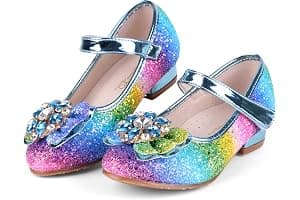 KUWIBY Girl's Princess Mary Jane Pump Shoes - Pink Silver Blue Purple White - Size 12 Months