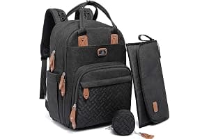 Dikaslon Changing Bag Backpack, Large Nappy Back Pack Multifunction Baby Bags with Portable Changing Mat, Pacifier Holder, and Stroller Straps, for Mom and Dad