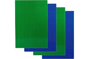 Apostrophe Games Placas Base de Bloques de Construcción Compatibles con Las Principales Marcas Placas Base Verdes de 19,2 cm x 28,8 cm (2X Verde y 2X Azul)
