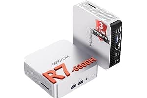 GEEKOM A6 Mini PC Windows 11 Pro, with AMD Ryzen 7 6800H (Beats 7640HS), 16GB High Speed DDR5 RAM (Up to 96GB) & 1TB SSD, Dual USB4.0 & Dual HDMI Quad Display for Video Editing/Gaming/Graphic Design
