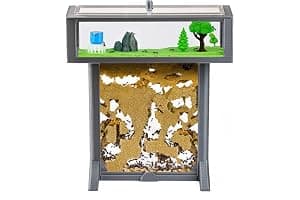 Anthouse.es - Kit Hormiguero Acrílico de Arena en Forma de T 3D - Sándwich y Caja de Forrajeo - Hormiguero con Hormigas Vivas Incluidas (Reina, Obreras, Huevos y Larvas) - Color Gris