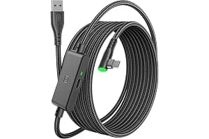 INIU 5M VR Link Cable with Separate Charging Port, USB 3.0 to USB C Cable for Meta Quest 3s 3 2 1 Quest Pro, Pico 4, Steam VR, Gaming PC, High Speed Data Transfer for Virtual Reality Headset - Black