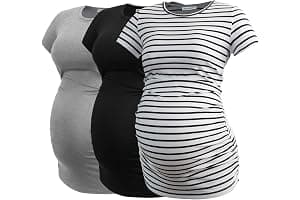 Smallshow Maternity Clothing Tops Side Ruched Pregnancy Clothes for Women 3-Pack