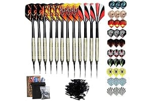 Sinwind 12 Dardos Punta Plastico para Diana Electrónica, Dardos Diana Electronica de Profesionales + 42 Plumas de 14 Patrones + 100 Puntas (16 Gramos)