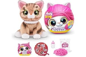 Pets Alive Smitten Kittens Surprise (Tabby Cat Ginger) por ZURU Nurture Play - Juguete Suave para desembalar, adopta 10 Sonidos interactivos