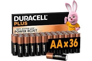 DURACELL Plus AA Batteries (Pack of 36) - 1.5V Alkaline Batteries - Up to 150% Extra Life with POWER BOOST Active - Reliabili