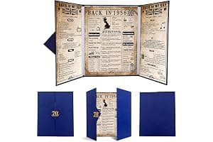 back in 1956 70th Birthday Gifts for Men - Large 70th birthday Card for Dad,Grandad - 70 Year Old Blue Decorations Male - Tri-Fold Greeting Card - Perfect 1956 Poster Gift Ideas