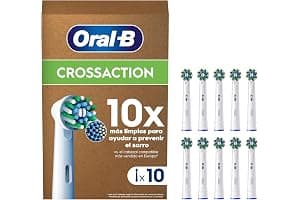 Oral-B Pro CrossAction Cabezales De Recambio ORIGINALES para Cepillo de Dientes Eléctrico Oral-B Pro, Pack de 10 Recambios Con Indicador De Uso, Blanco (Tamaño Buzón)