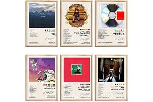 Kanye West Posters Album Cover Signed Limited Posters Prints Rapper Music Posters Room Aesthetic Canvas Wall Art Set of 6 for Teen and Girls Dorm Decor 8x12 inch Unframed