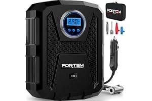 FORTEM Car Tyre Inflator 150 PSI, Air Compressor, Electric Air Pump for Car Tires, Digital Tire Pump w/Auto Pump/Shut Off, Carrying Case