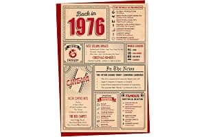50th Birthday Card - Back in 1976 In This Year Card, Greeting Card for Men and Women, Birthday Cards for Women, Birthday Cards for Men, 50th Anniversary Card, 5x7