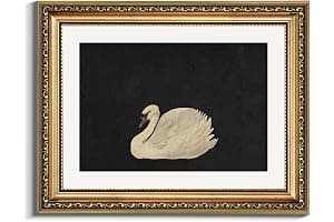 VIYYIEA Gold Framed Wall Art Canvas Print Home Decor Vintage Swan Decoration Grace Swan Art Painting Pictures Rustic Bathroom Wall Decor Animal Farmhouse Artwork for Living Room Bedroom Office 11x14in